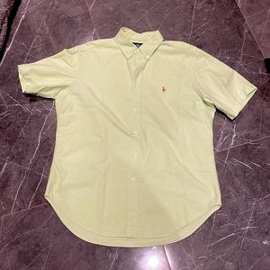 Men’s lime green dress shirt from Ralph Lauren, short sleeve, large/classic